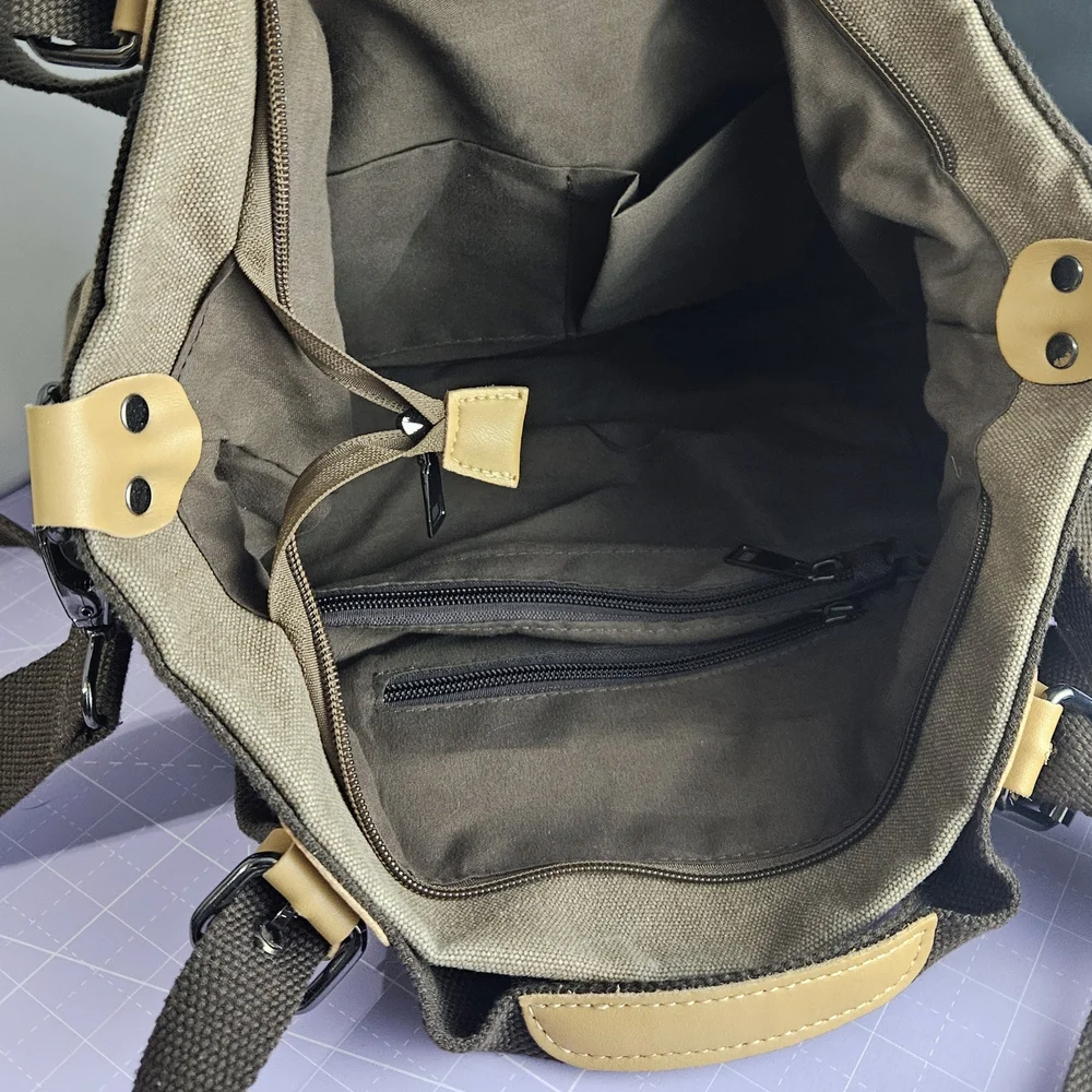 Men's Khaki Canvas Messenger Bag